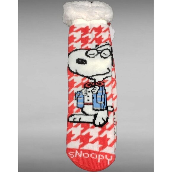 NWT Snoopy Slipper Socks Peanuts Sherpa Lined No Slip Grips One Sz Gift - Picture 7 of 9